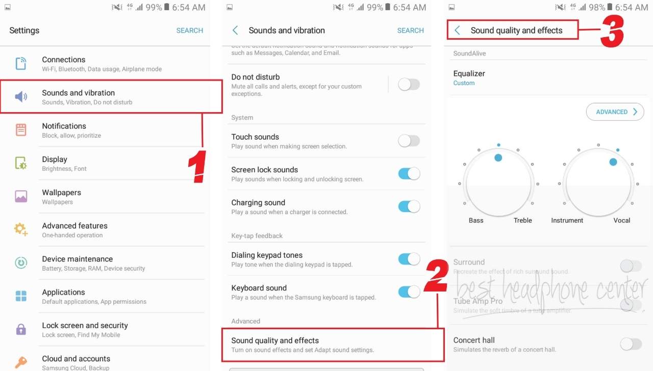 3 Screenshots On Android Device With Steps To Change Sound Settings