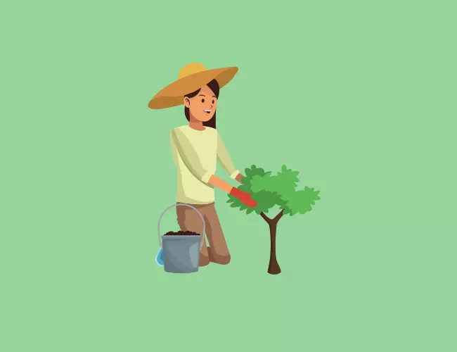 A Girl Planting A Tree