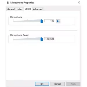 A Screenshot Of Microphone's Boost Settings In Windows 10